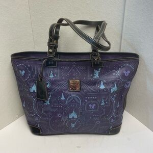 Disney Dooney & Bourke 2017 Fantasia Sorcerer Mickey Mouse Tote Bag Purse Purple